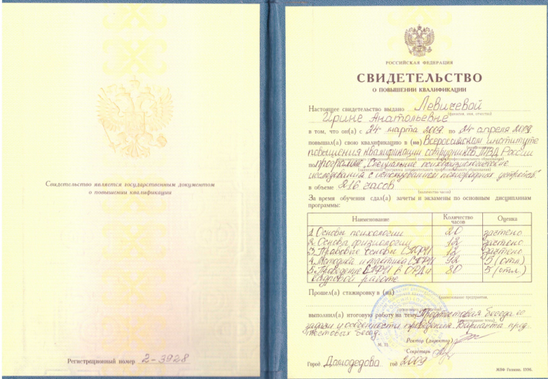 Свидетельство 2009 - ВИПК МВД России