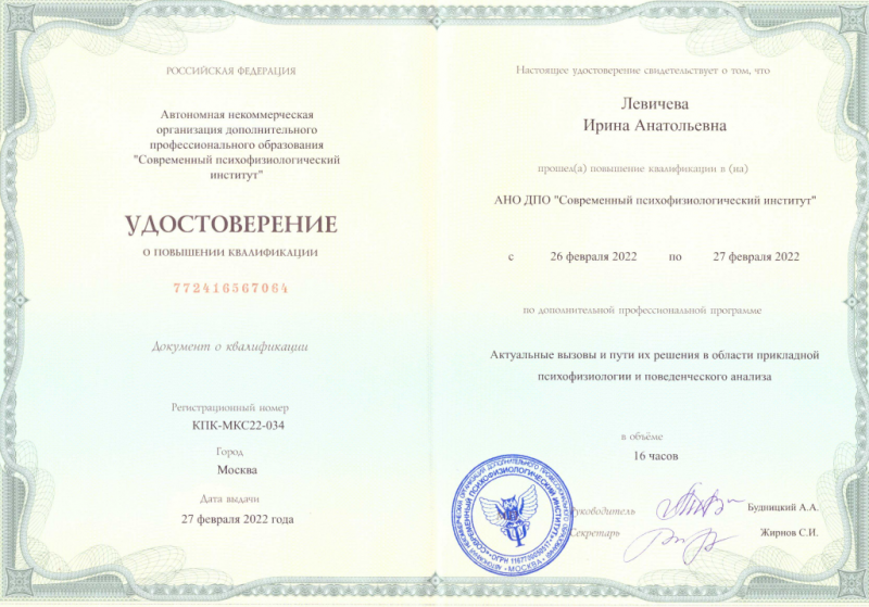 Удостоверение 2022
